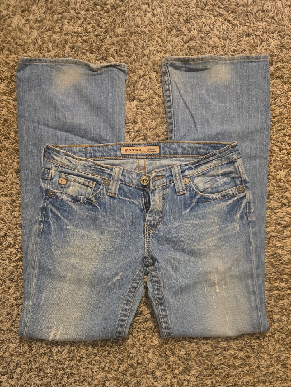 Big Star Sweet 29R ultra low rise Women's Faded Light Blue Bootcut Jeans